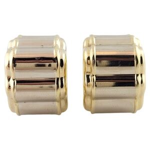 14K 2-Tone Yellow and White Gold Large Hollow Hoops #16134